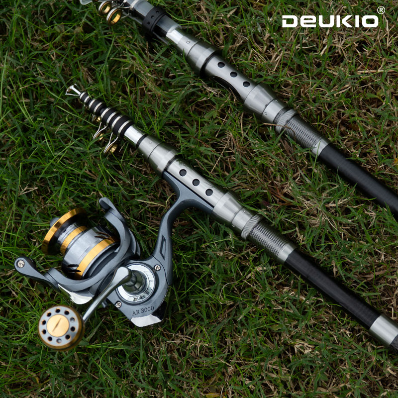Fishing Boat Trailer - DEUKIO Angelruten- und Rollen-Kombination, Teleskop-Angelrute, Spinnrolle,