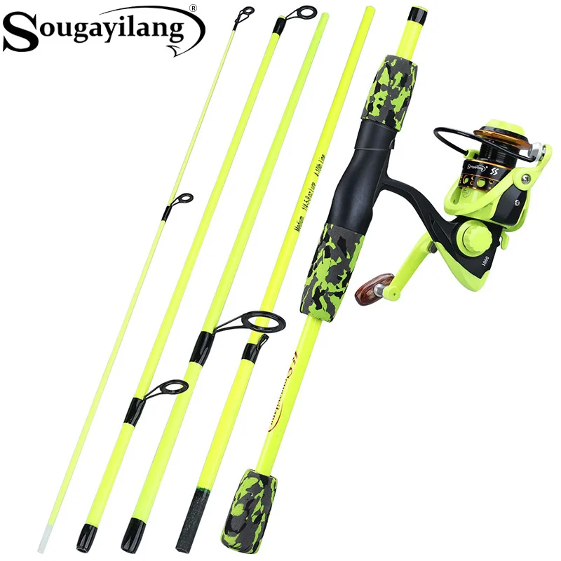 Fishing Boat Trailer - Sougayilang Tragbare 5-teilige Rot/Gelbe Angelrute Combo